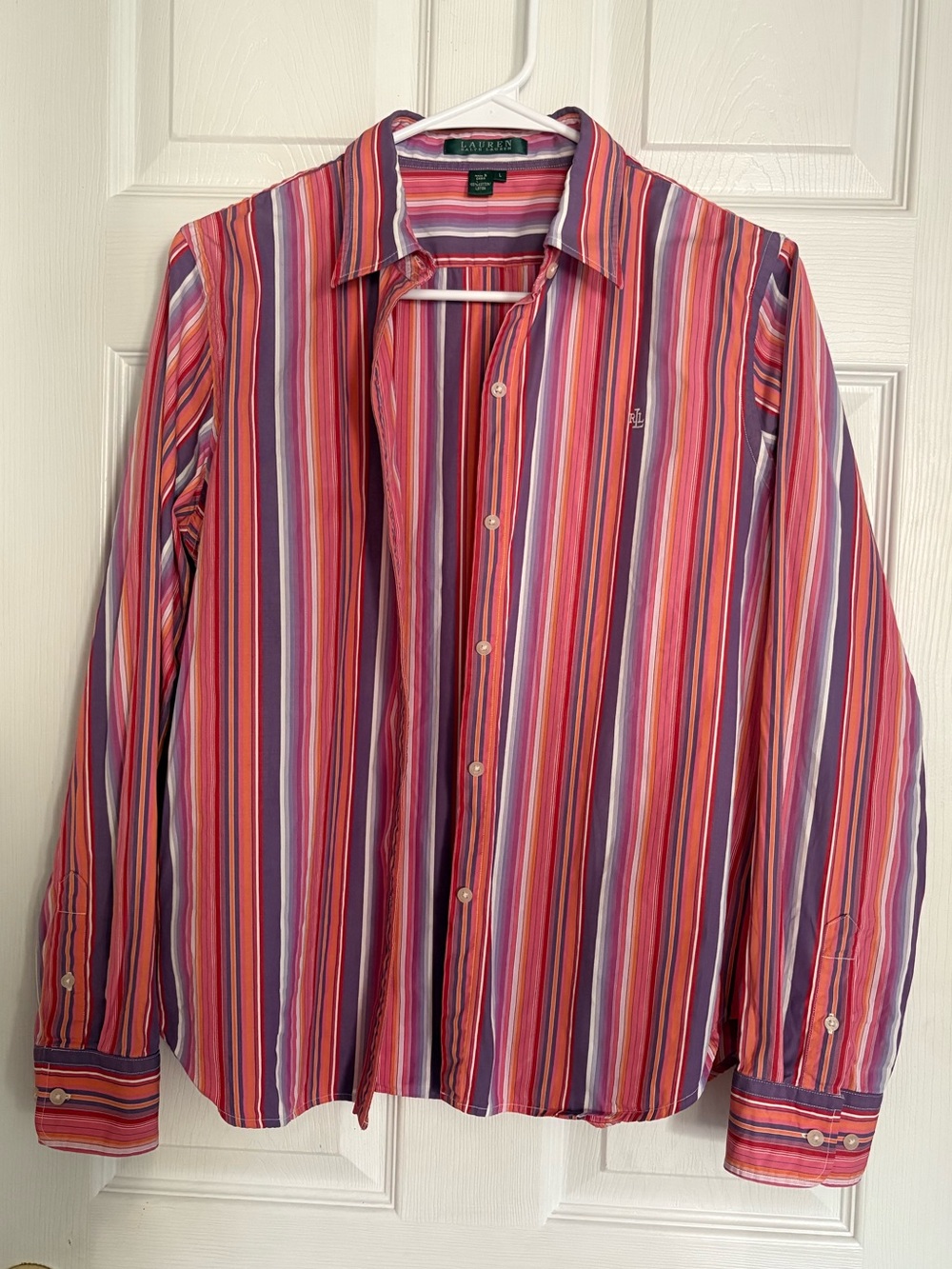 Lauren Ralph Lauren Striped Cotton Button Up Shirt Size L
